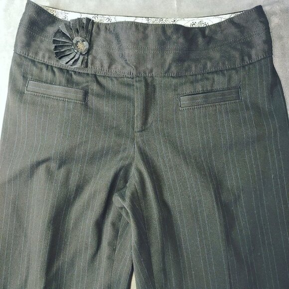 Cartonnier Anthropologie Womens Pants Size 2 Black Blue‎ Striped Corporate Goth - Picture 2 of 8